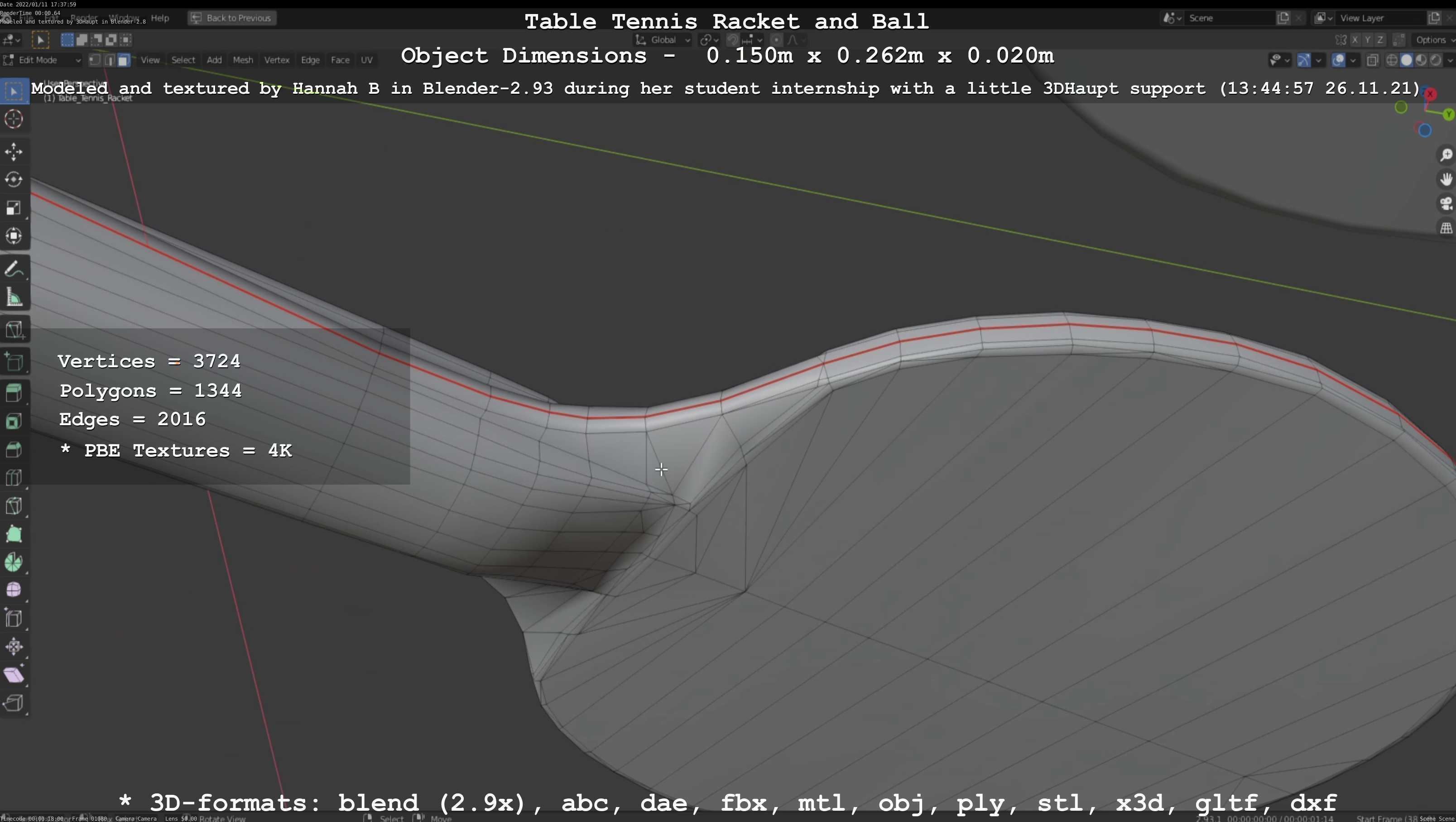 Table Tennis Racket and Ball Low-poly 3D model_96