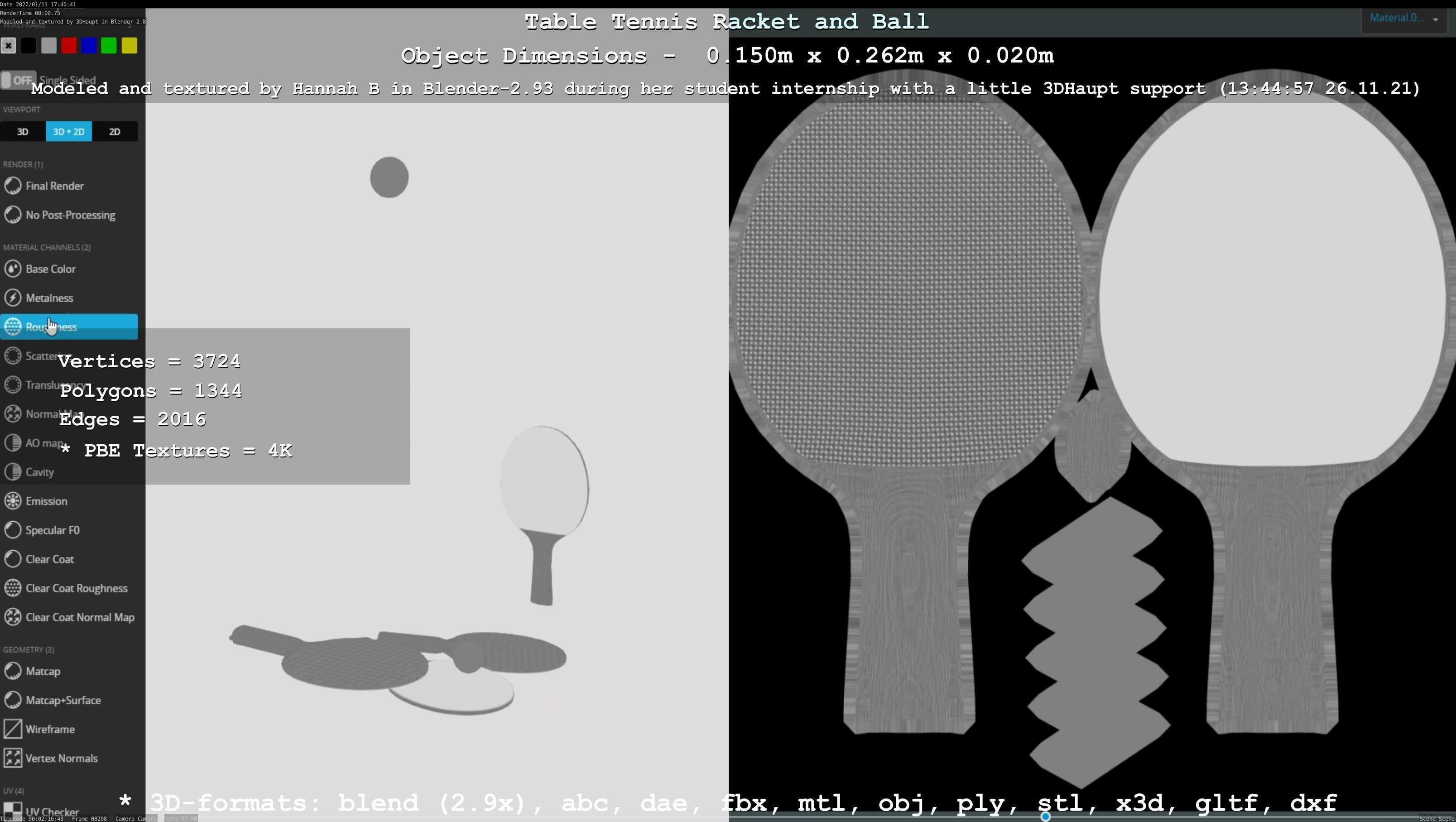 Table Tennis Racket and Ball Low-poly 3D model_36