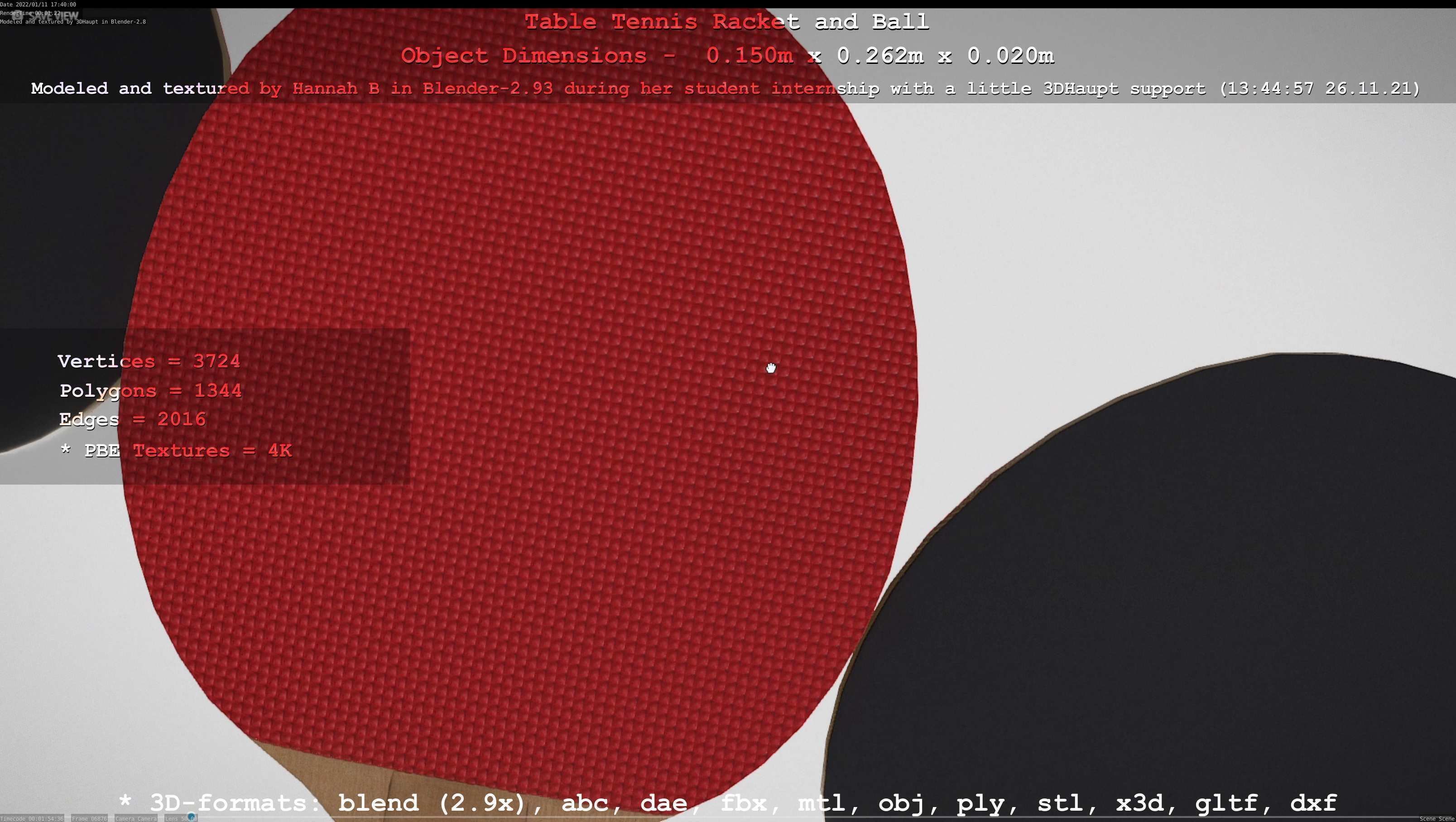 Table Tennis Racket and Ball Low-poly 3D model_76