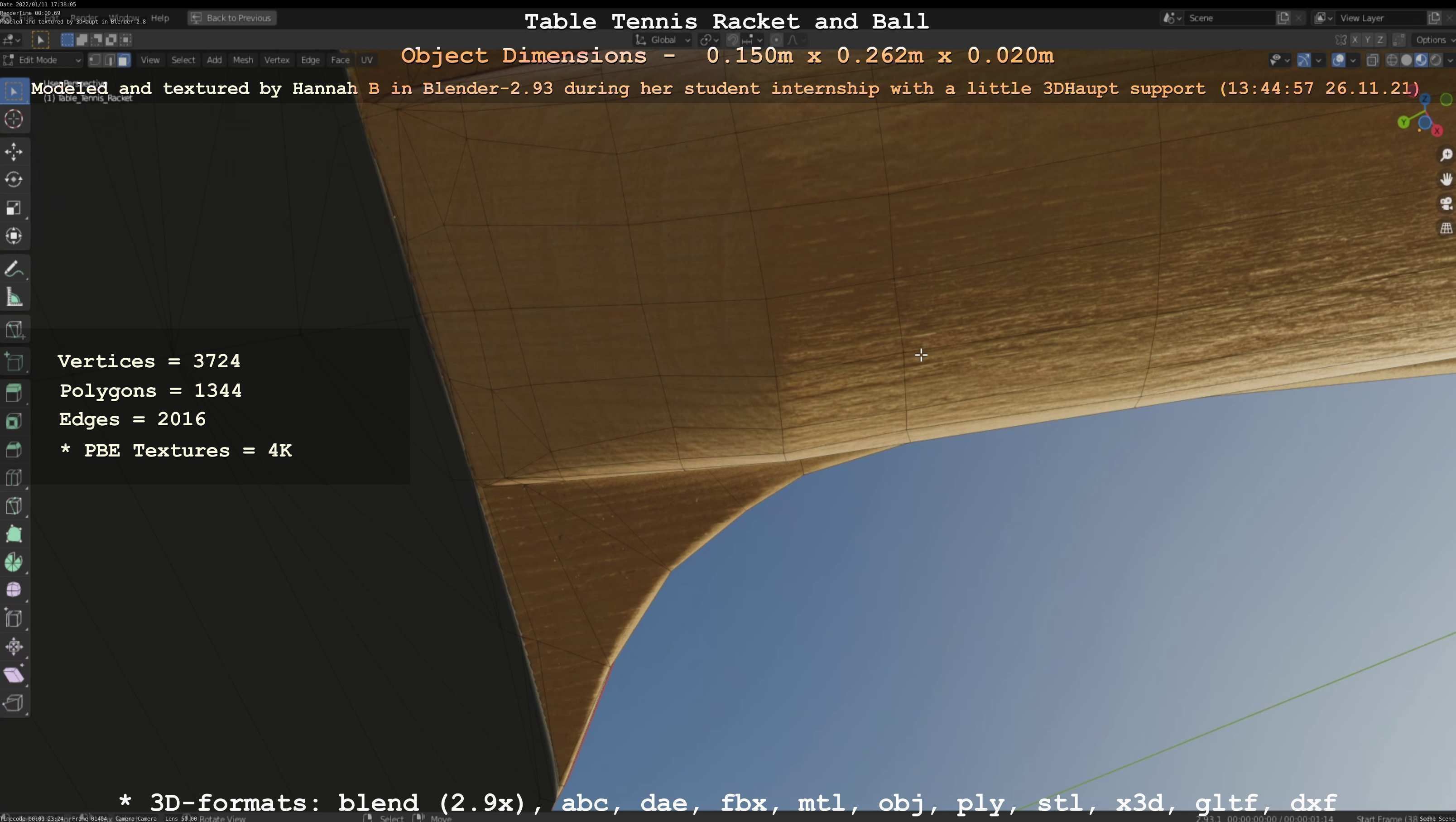 Table Tennis Racket and Ball Low-poly 3D model_50