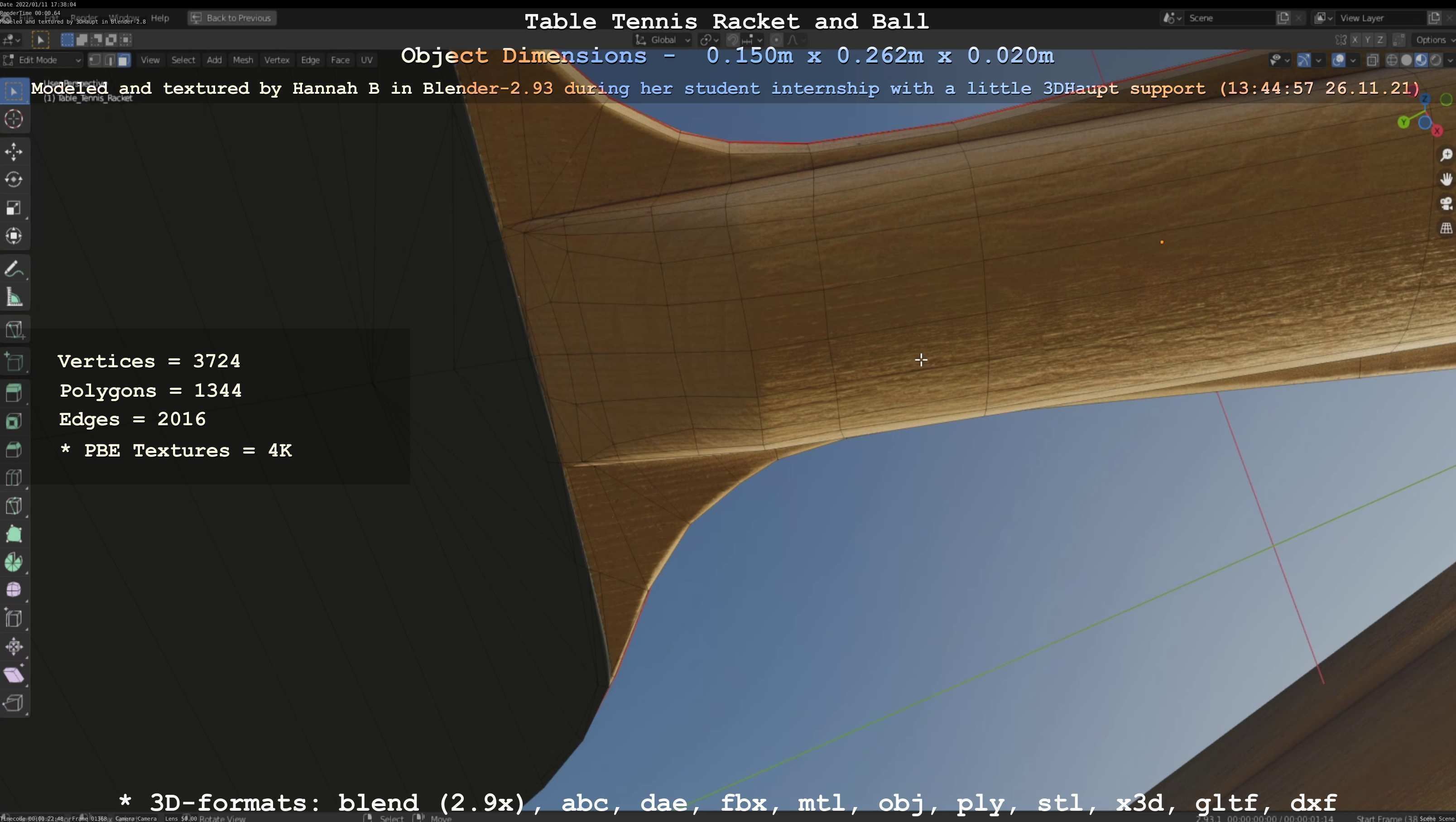 Table Tennis Racket and Ball Low-poly 3D model_101