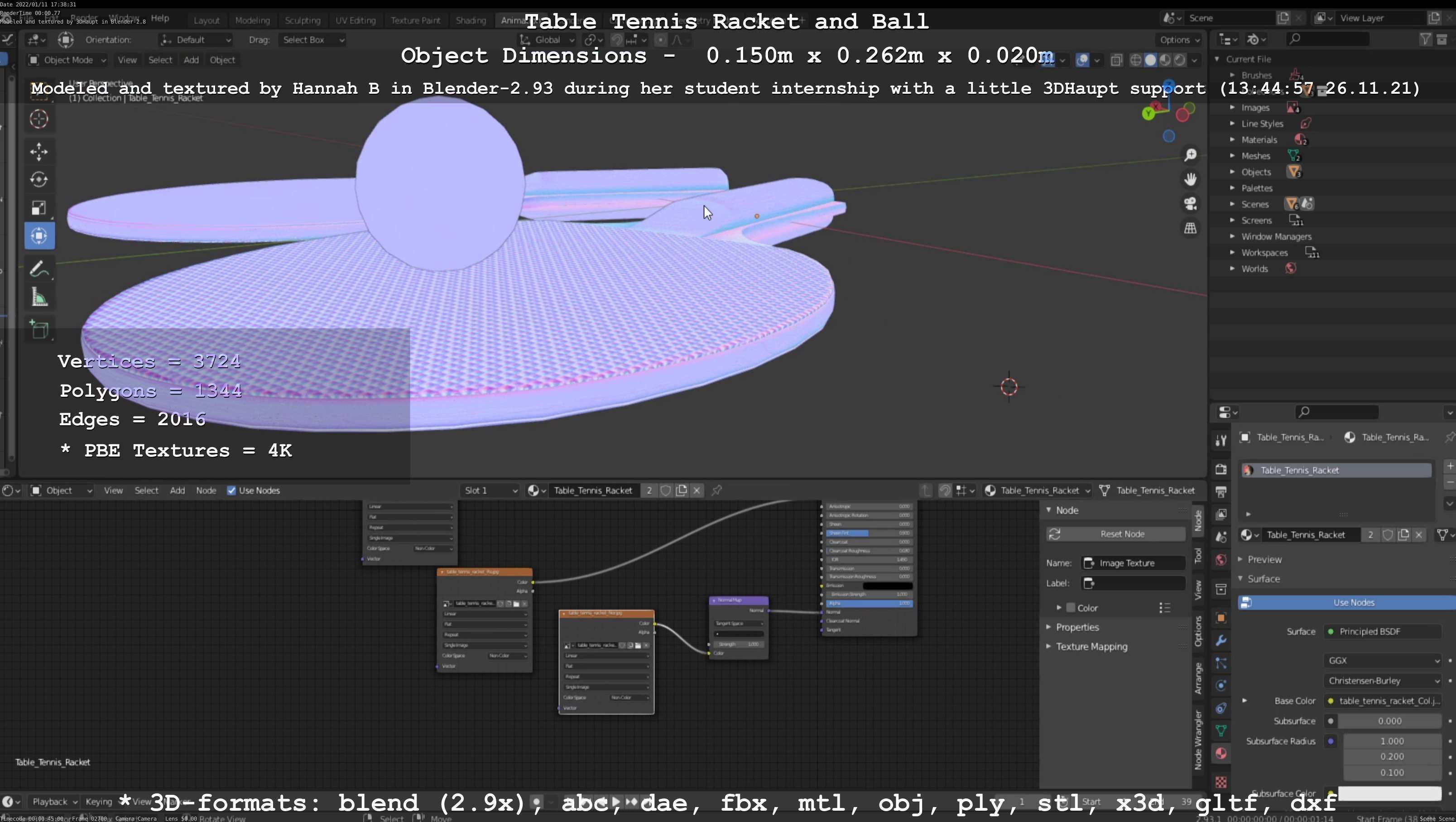 Table Tennis Racket and Ball Low-poly 3D model_33