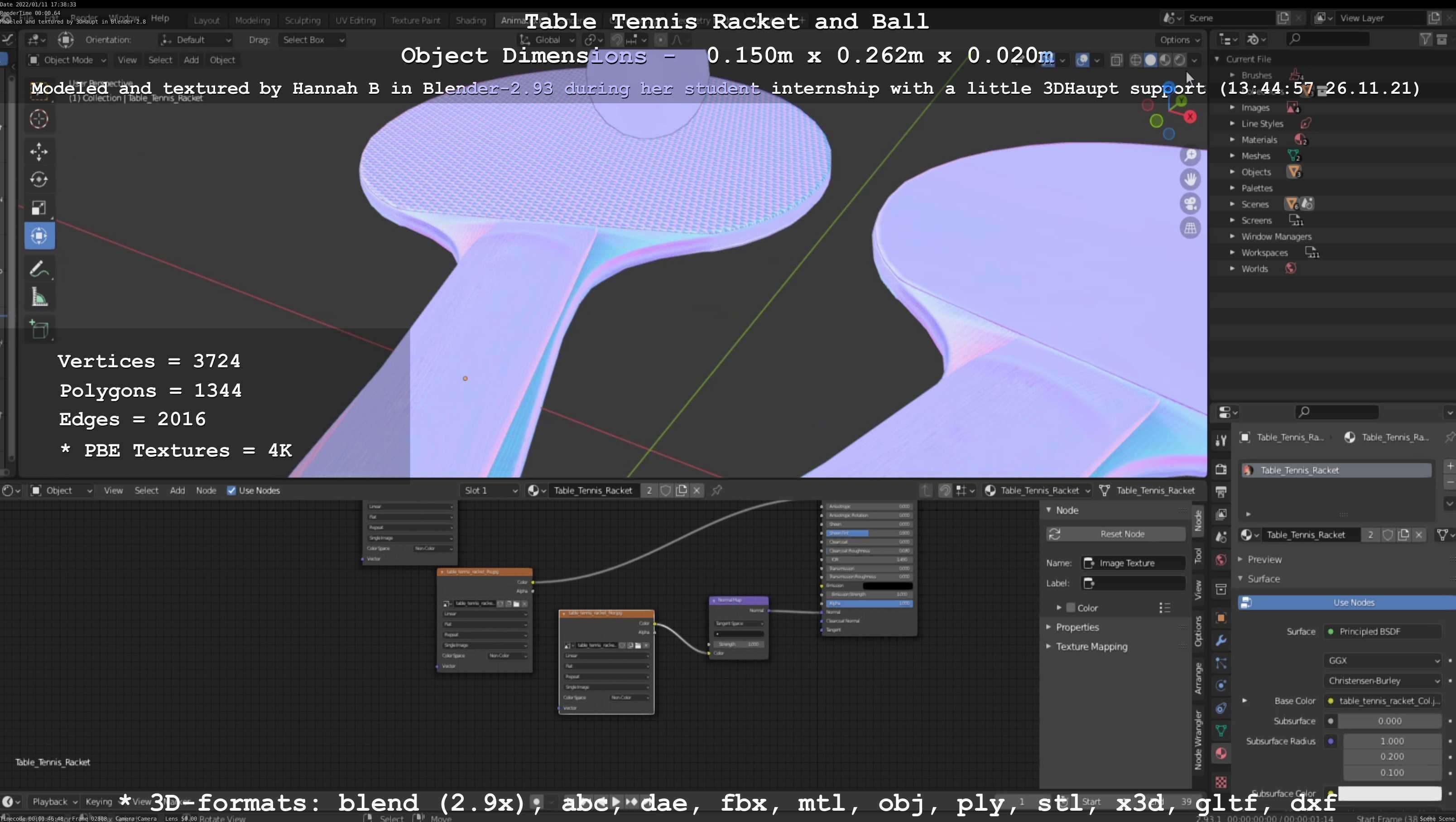 Table Tennis Racket and Ball Low-poly 3D model_115