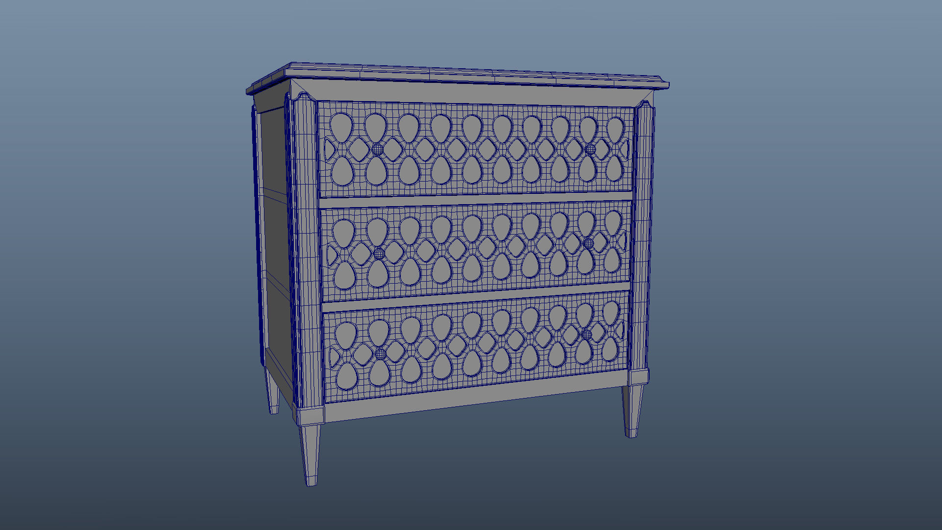 Nightstand wooden chest of drawers 3D model_7