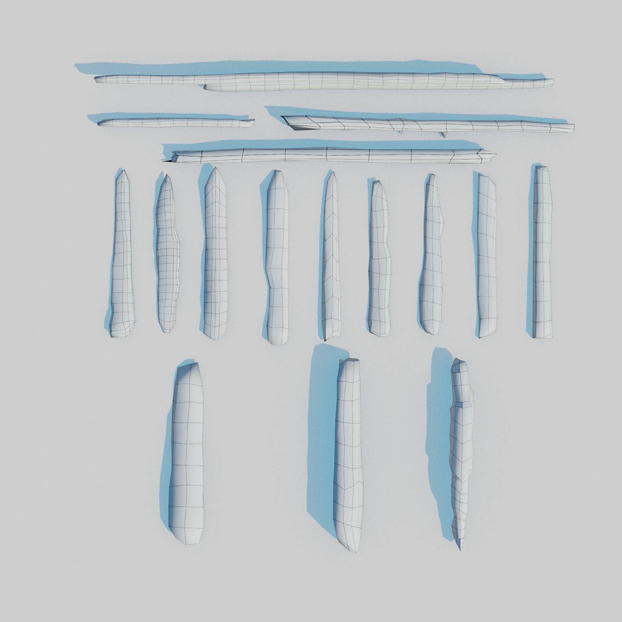 Rotten Beams Boards Poles Pack Low-poly 3D model_9