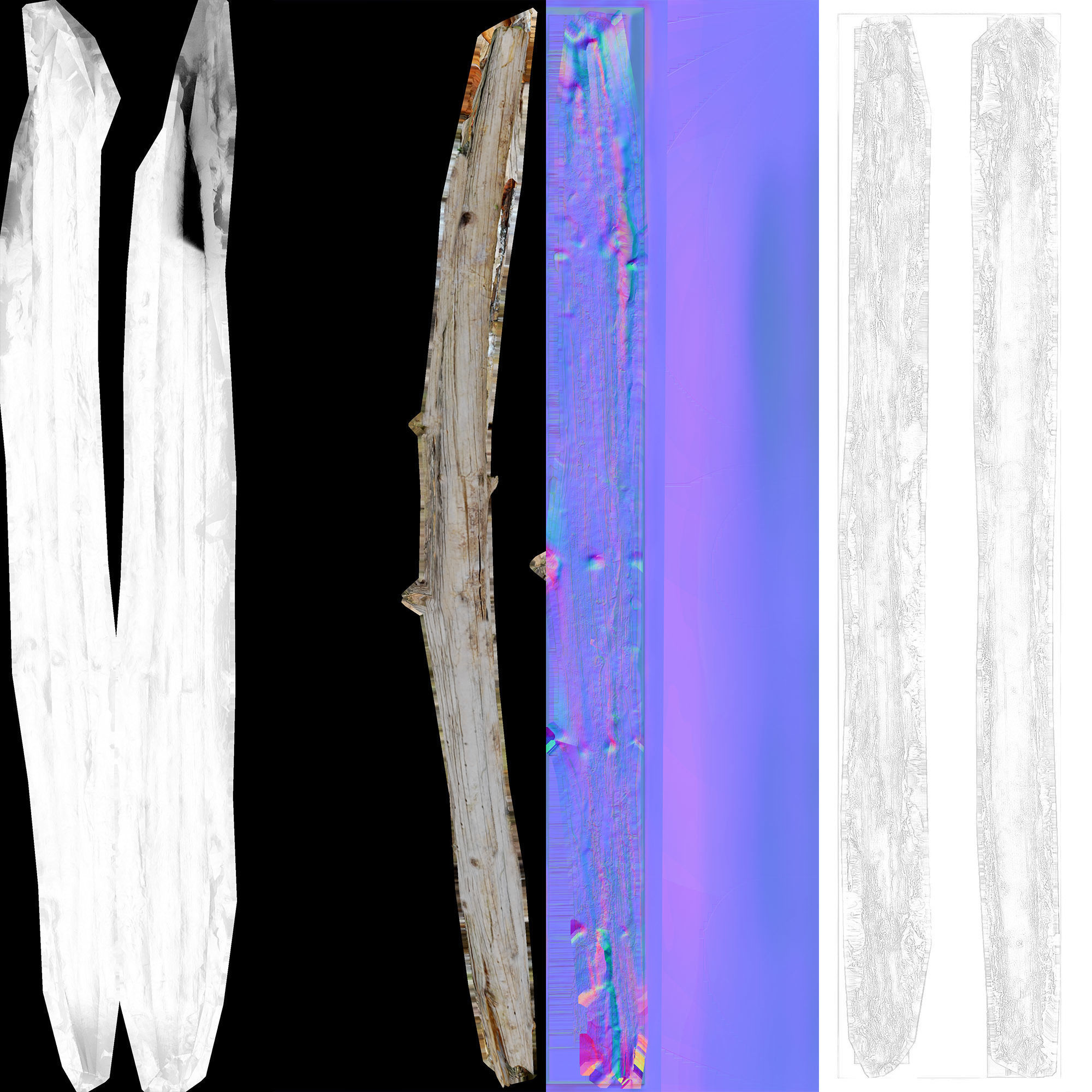 Rotten Beams Boards Poles Pack Low-poly 3D model_43