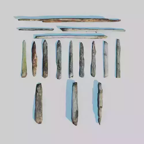 Rotten Beams Boards Poles Pack Low-poly 3D model