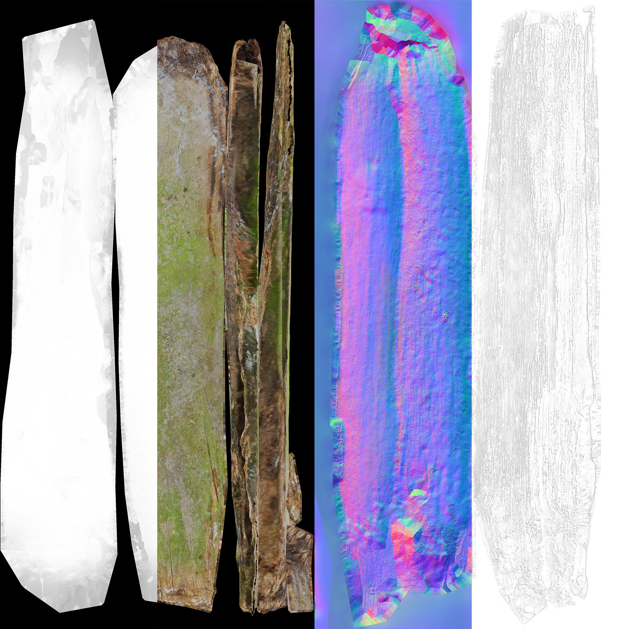 Rotten Beams Boards Poles Pack Low-poly 3D model_47