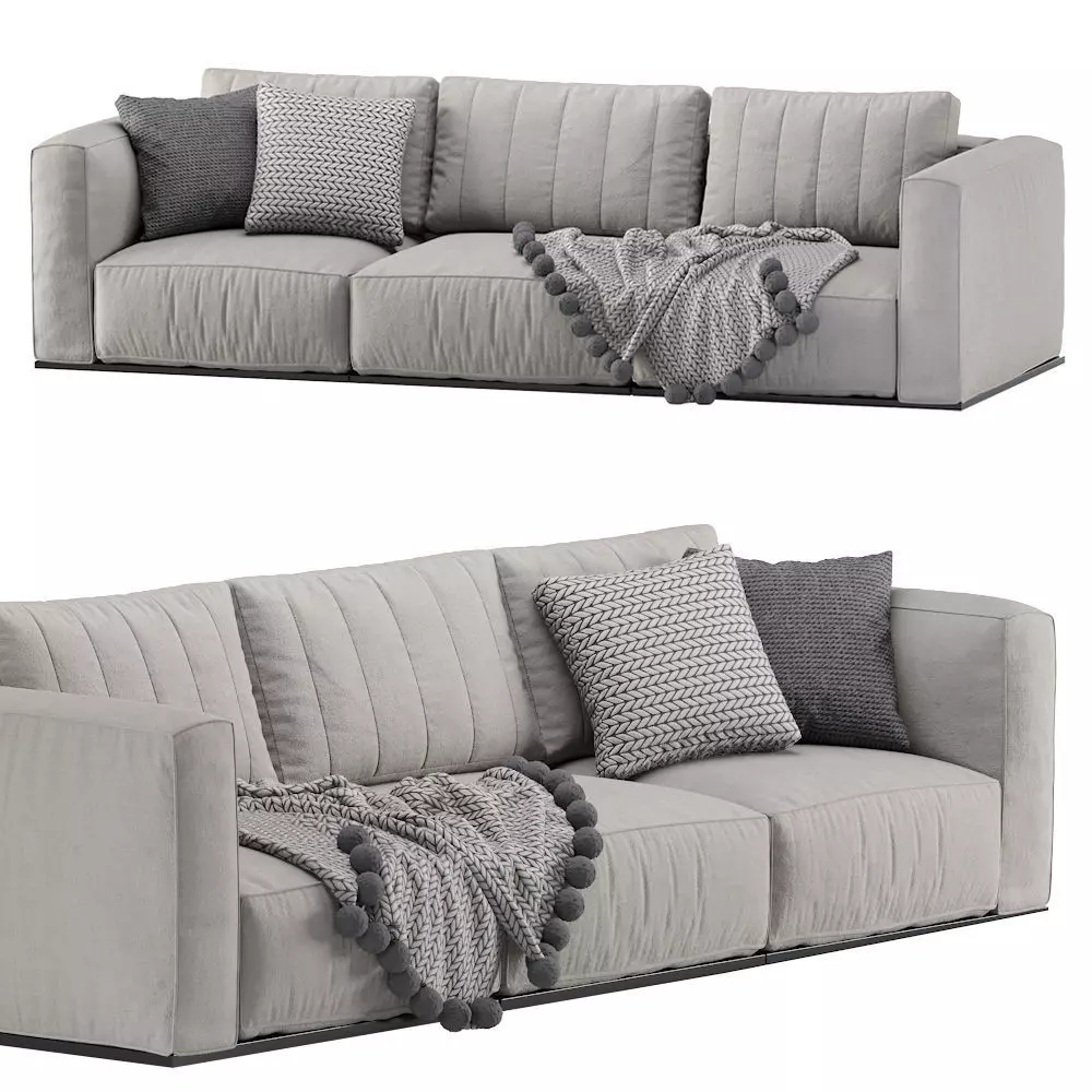 Modern Luna Modular Sofa 3 seat 3D model_0