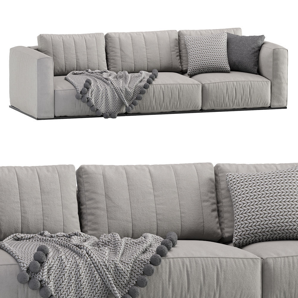 Modern Luna Modular Sofa 3 seat 3D model_1