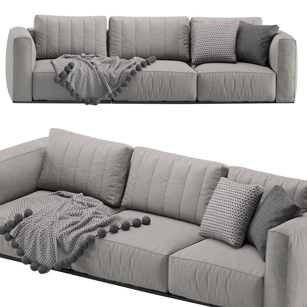 Modern Luna Modular Sofa 3 seat 3D model_3