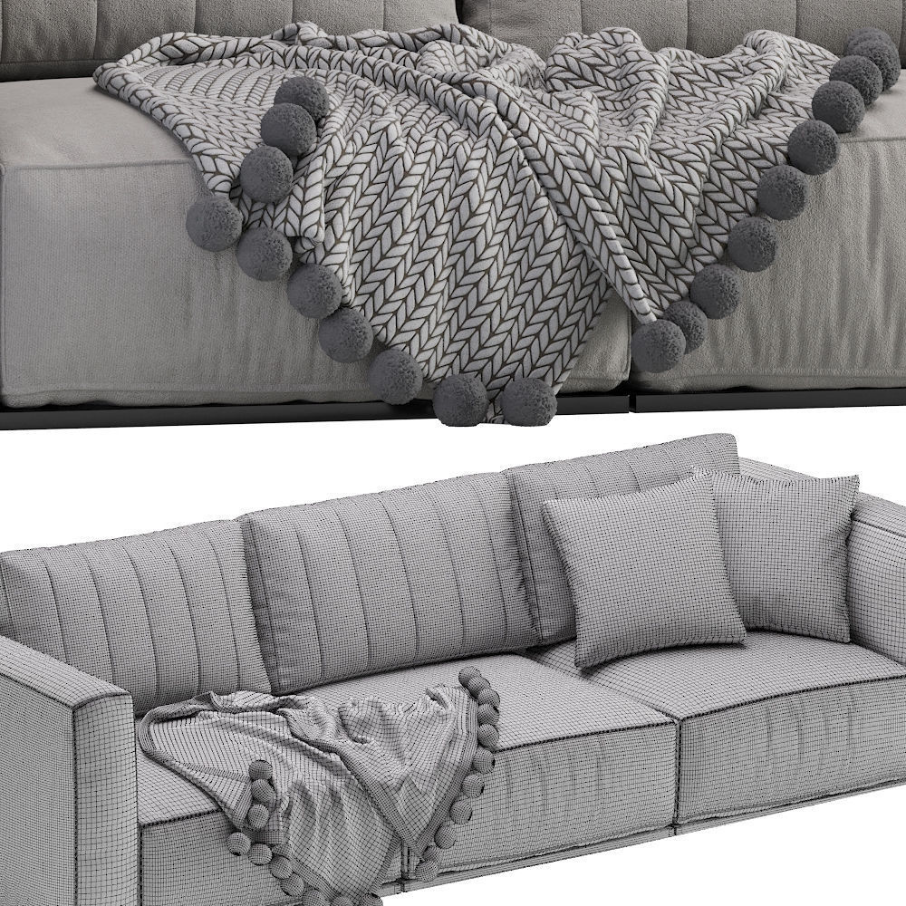 Modern Luna Modular Sofa 3 seat 3D model_6