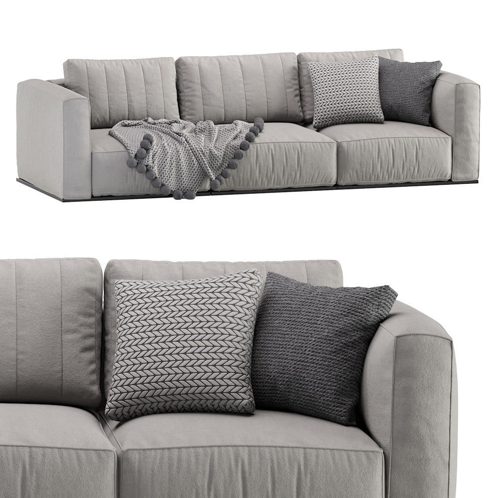 Modern Luna Modular Sofa 3 seat 3D model_2