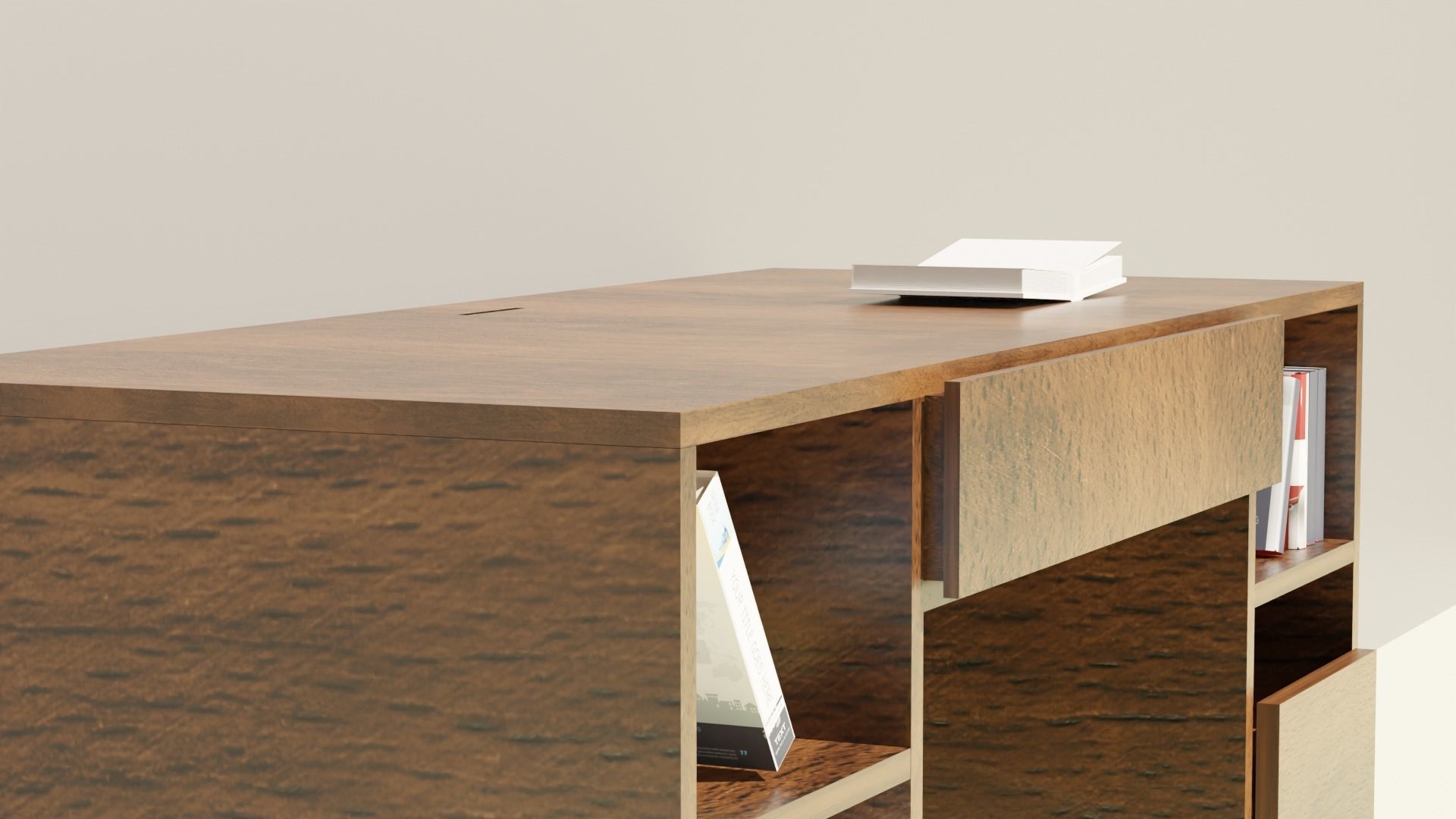 Wooden Office 3D model_1