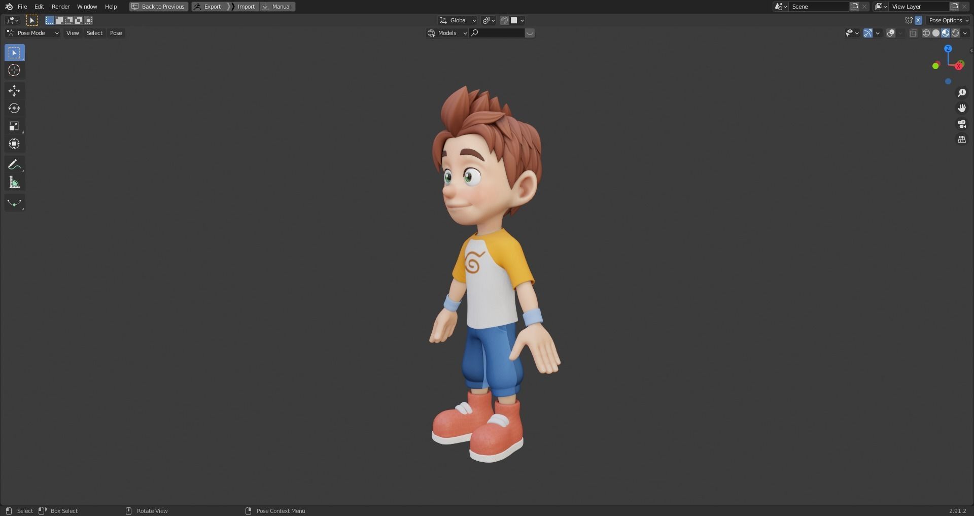 Kid Adventure - Rigged Character 3D Low-poly 3D model_5