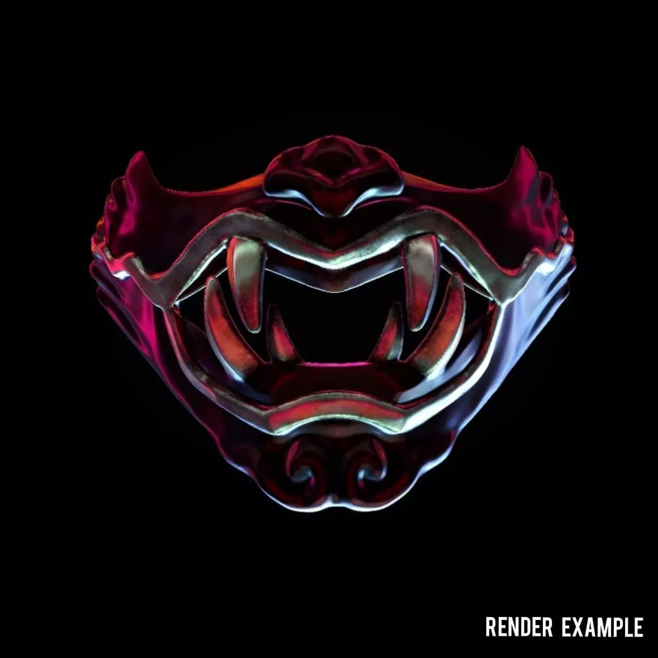 Japanese oni mask wearable 3D print model_0