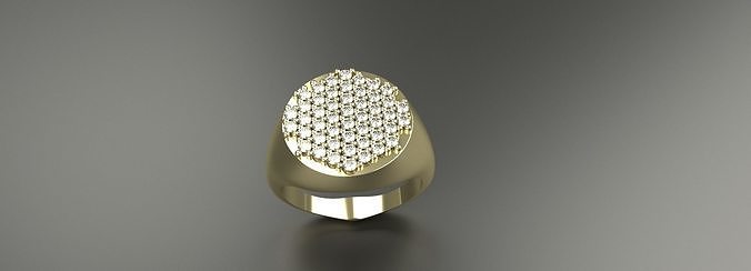 Diamond Signet Ring Gold Silver Platinum Luxury Jewelry 3D print model