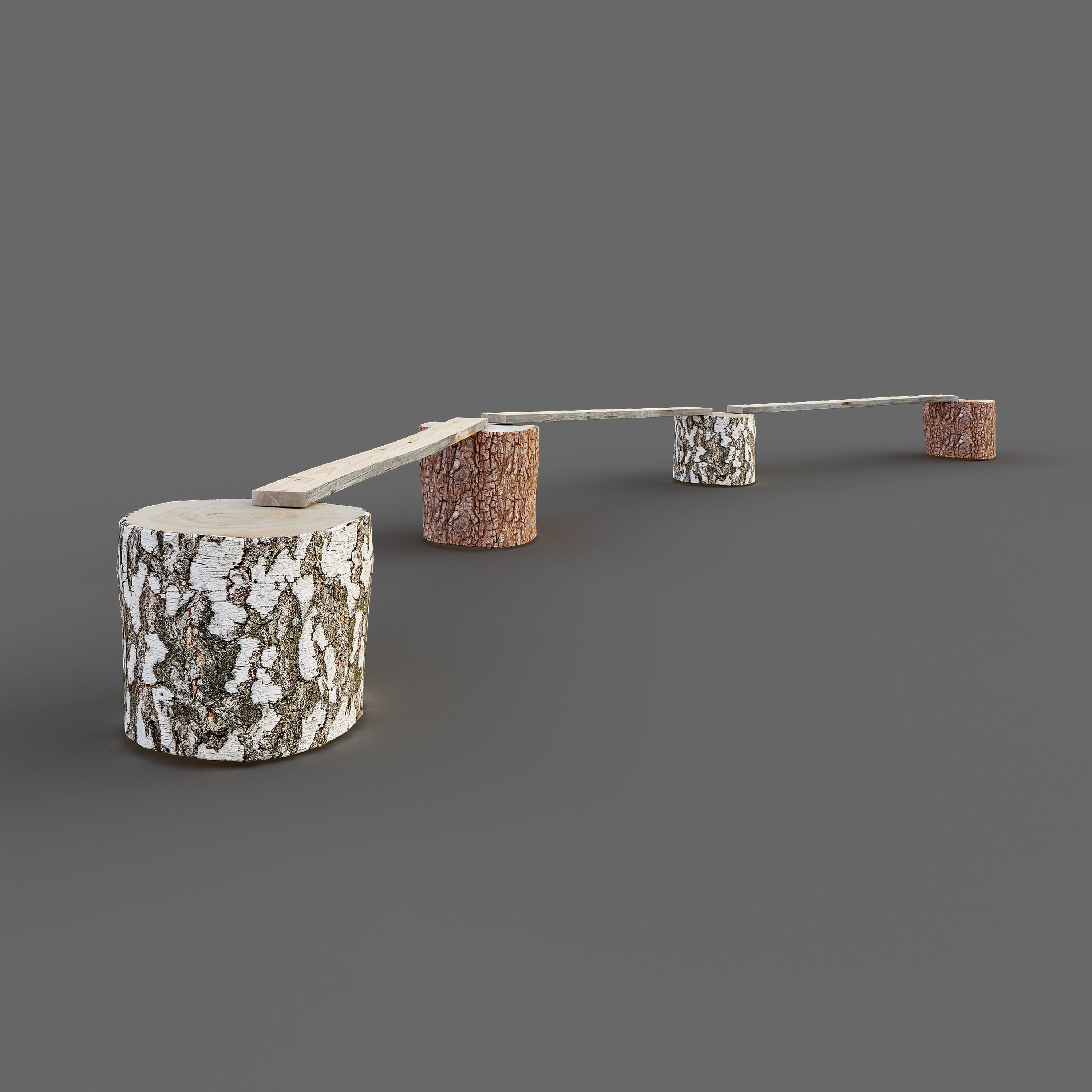 Playground wooden arch 3D model_6