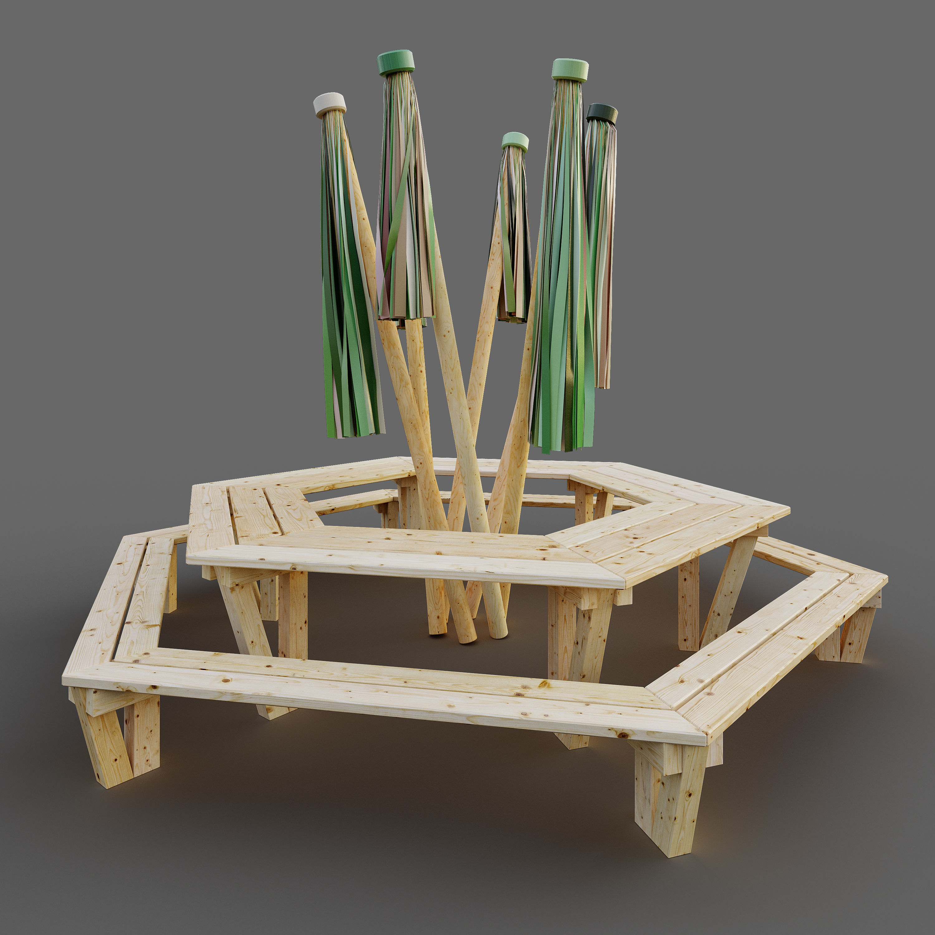 Playground wooden arch 3D model_7