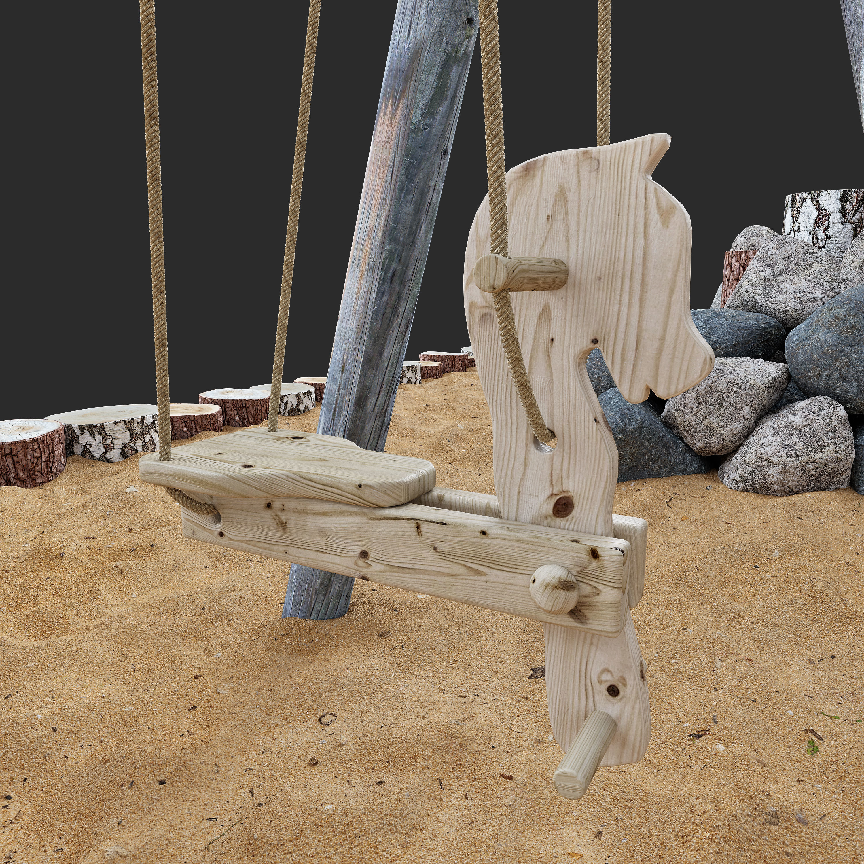 Playground 2 swing set in sand 3D model_2