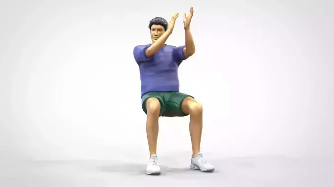 N12 Football fan clapping and waving in stadium 3D print model