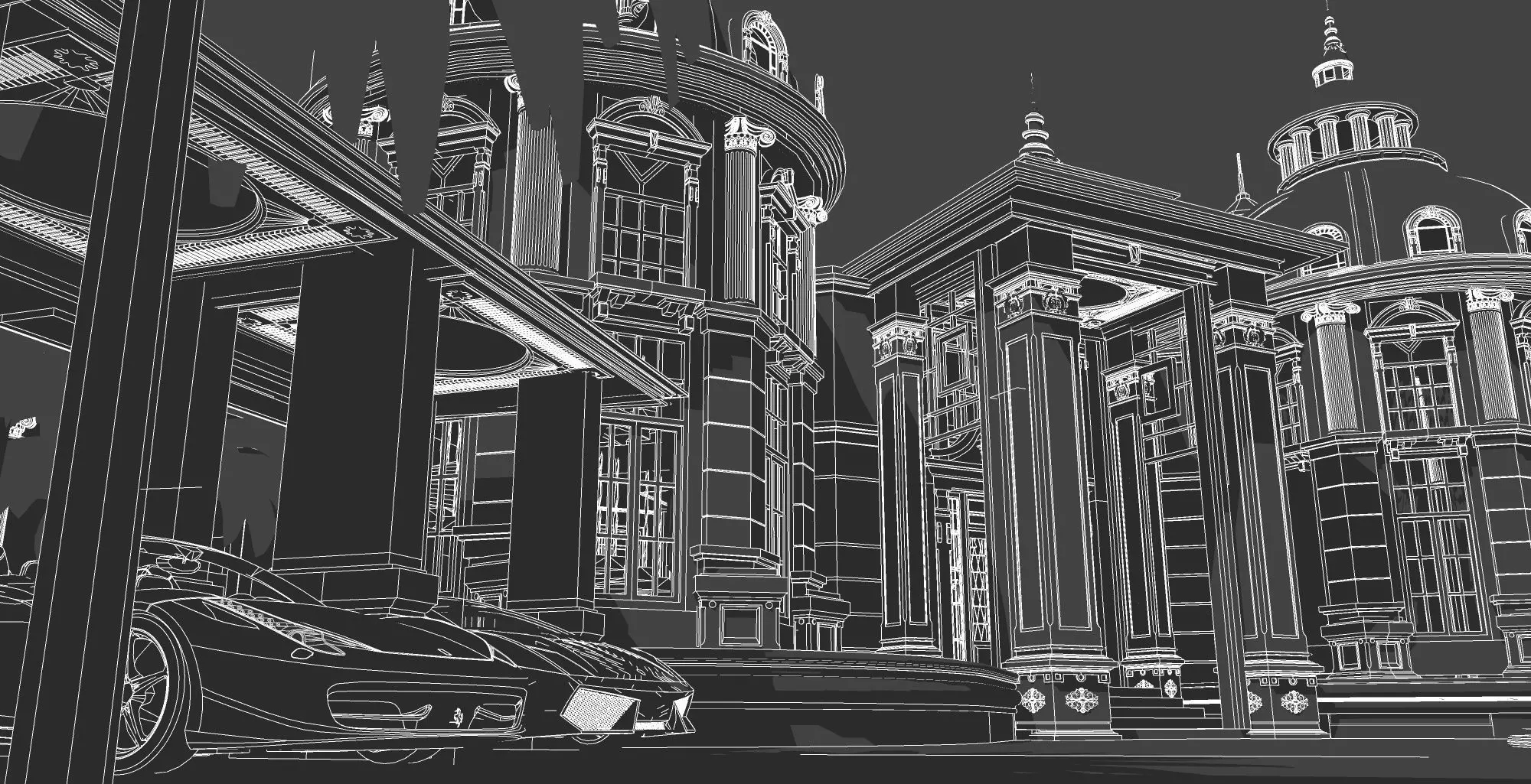 Exterior design for Castle with classic design model 3D model