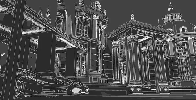 Exterior design for Castle with classic design model 3D model