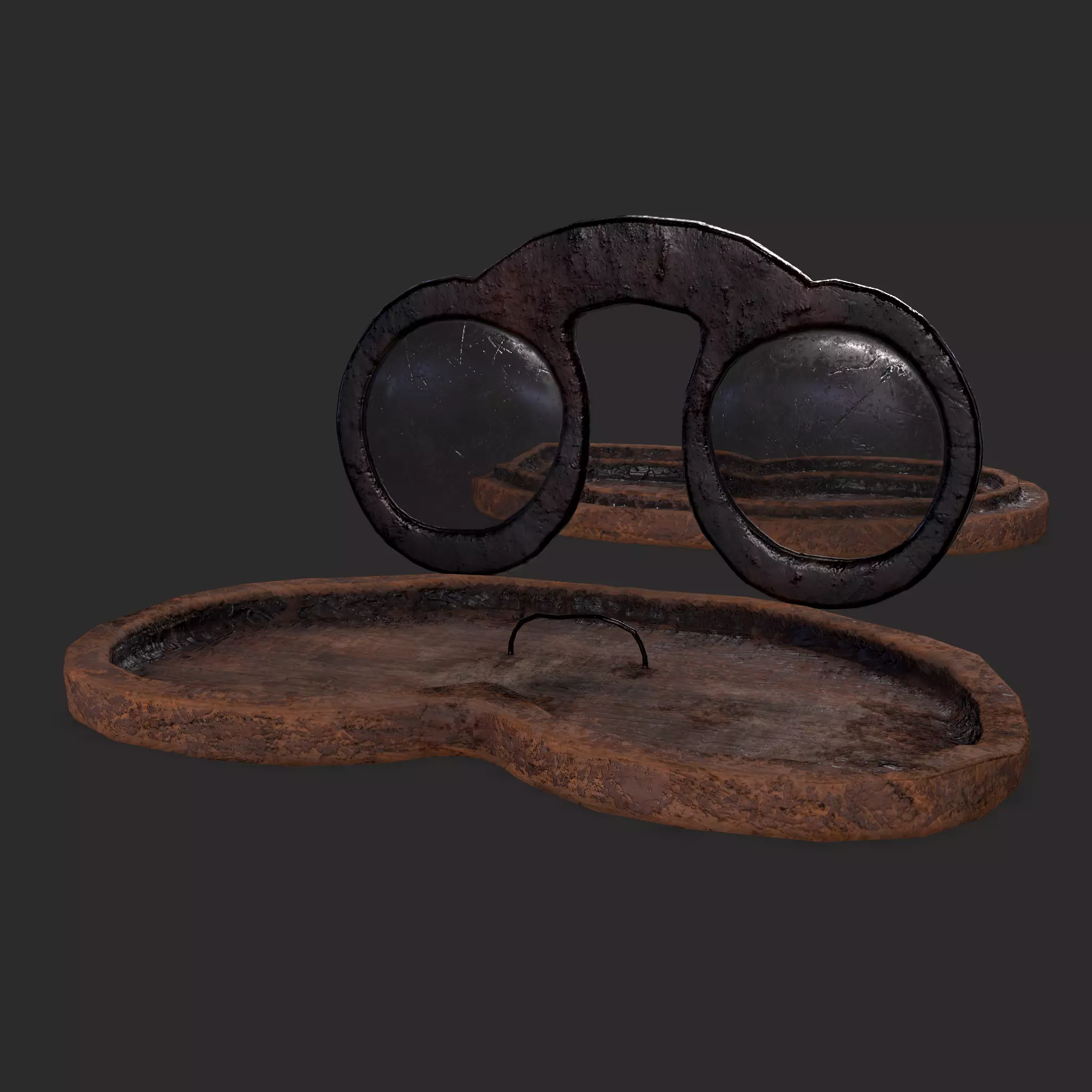 Medieval Glasses and Case Low-poly 3D model