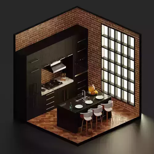 Isometric kitchen set