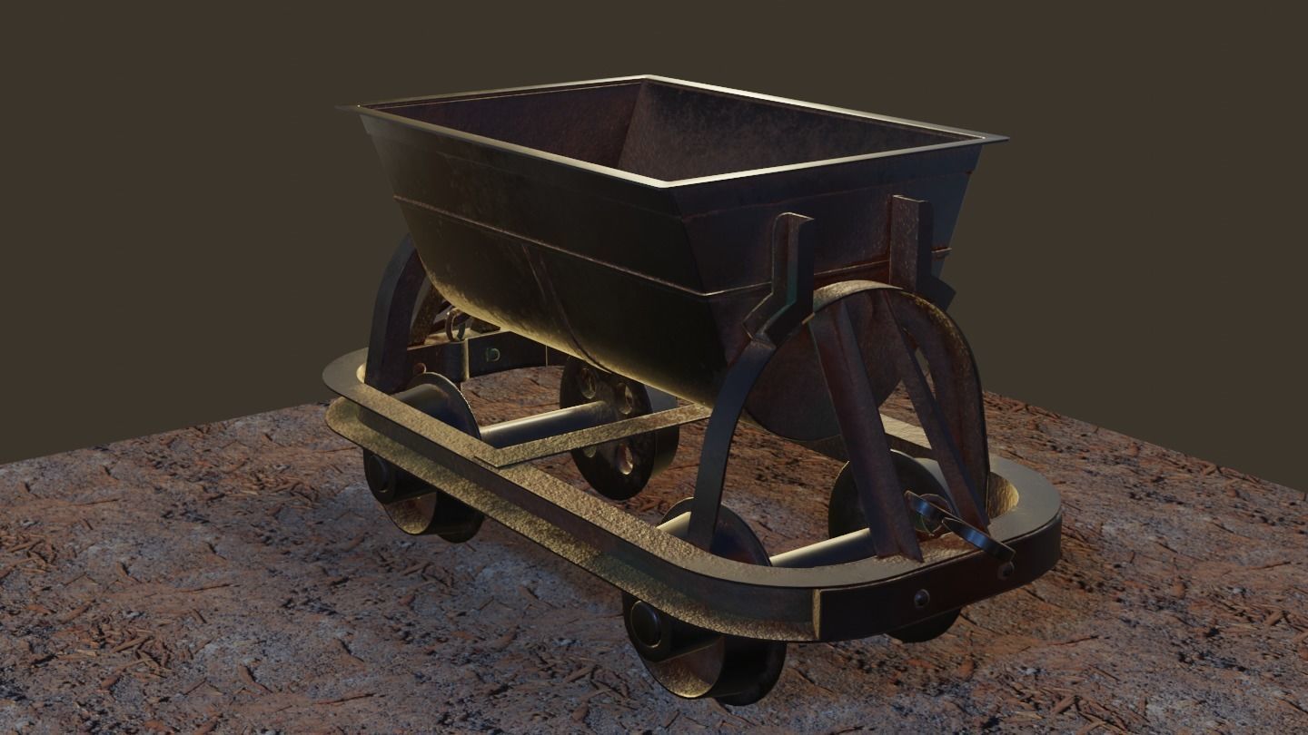 Old Mine Cart Low-poly 3D model_20