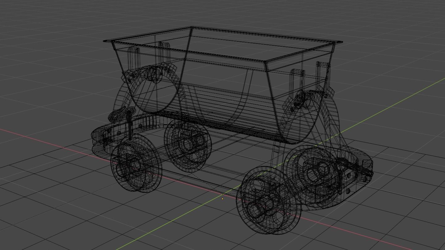 Old Mine Cart Low-poly 3D model_58