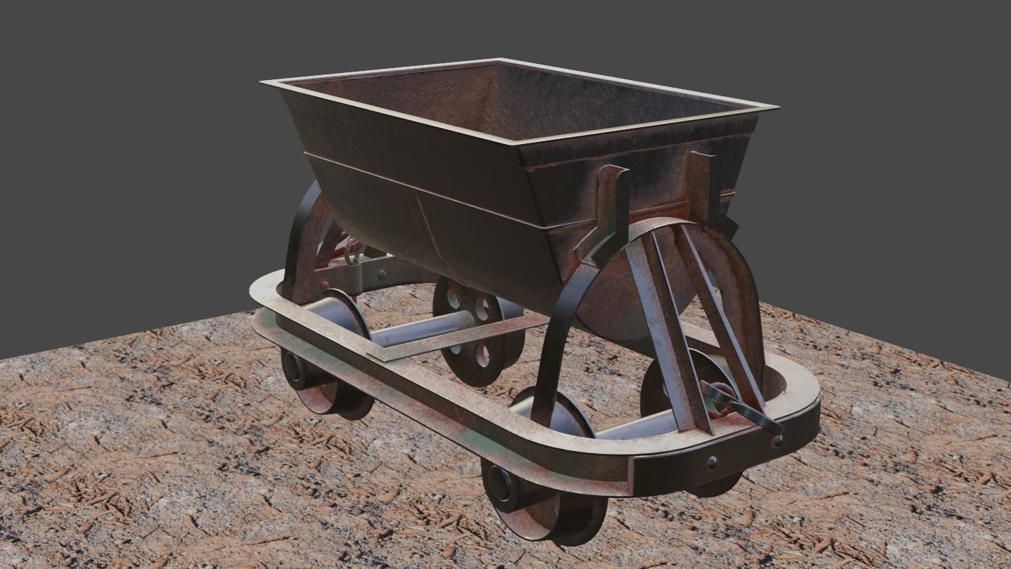 Old Mine Cart Low-poly 3D model_33