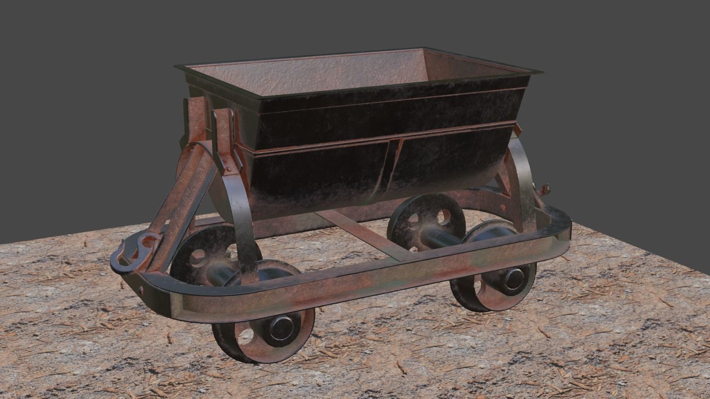 Old Mine Cart Low-poly 3D model_27