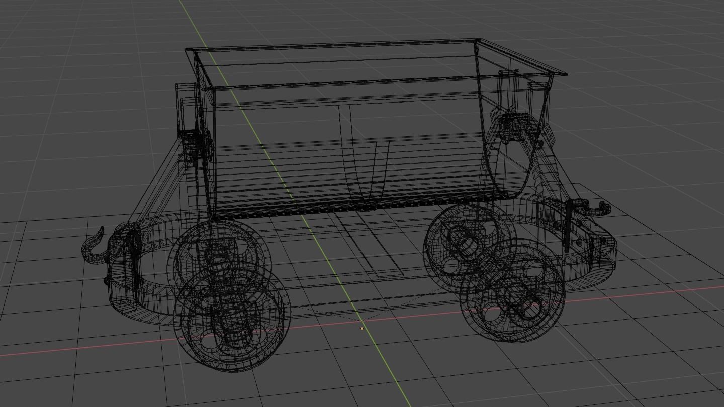 Old Mine Cart Low-poly 3D model_57