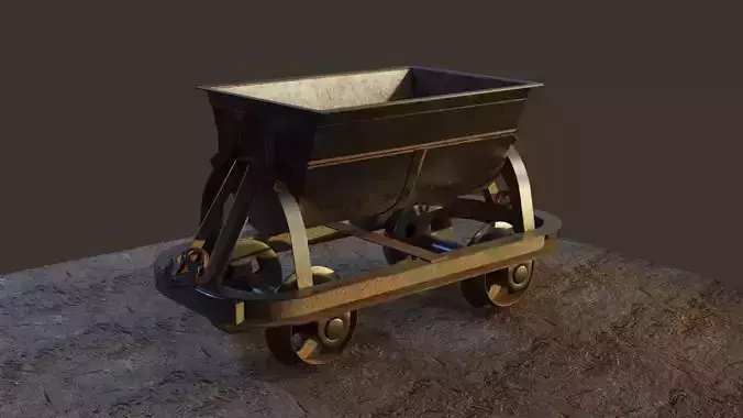Old Mine Cart Low-poly 3D model