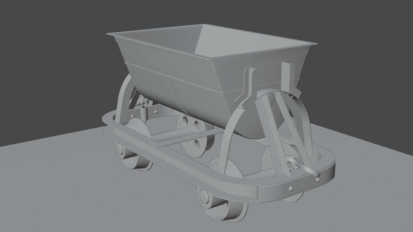 Old Mine Cart Low-poly 3D model_46