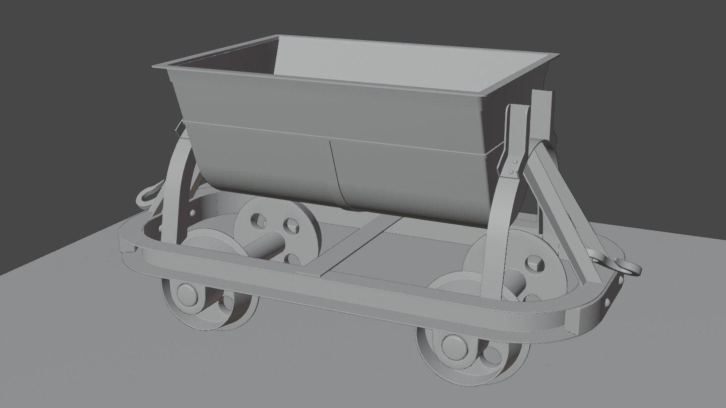 Old Mine Cart Low-poly 3D model_41