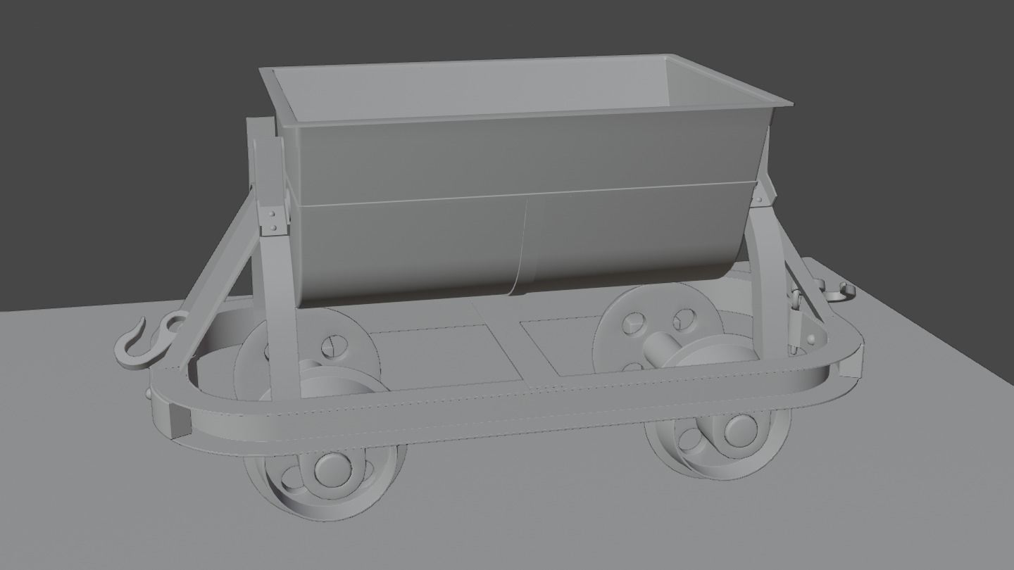 Old Mine Cart Low-poly 3D model_44