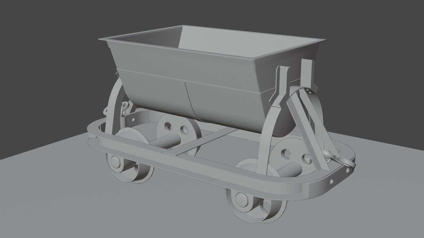 Old Mine Cart Low-poly 3D model_45