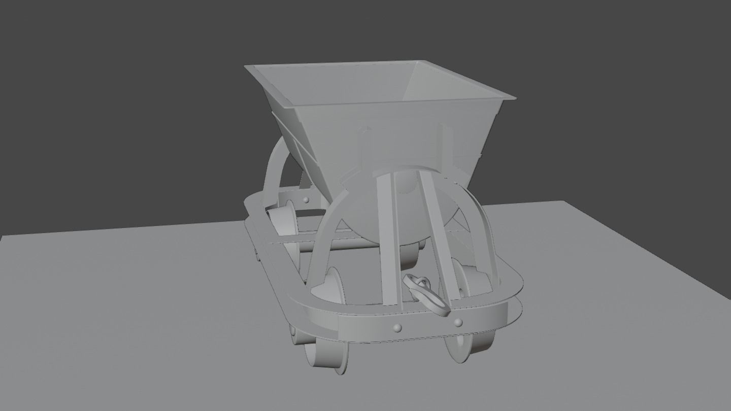 Old Mine Cart Low-poly 3D model_42