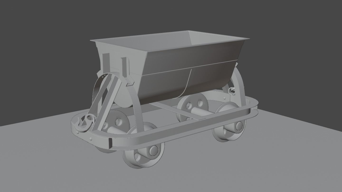 Old Mine Cart Low-poly 3D model_39