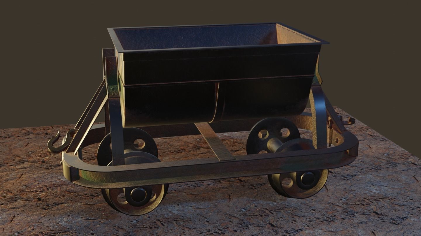 Old Mine Cart Low-poly 3D model_18