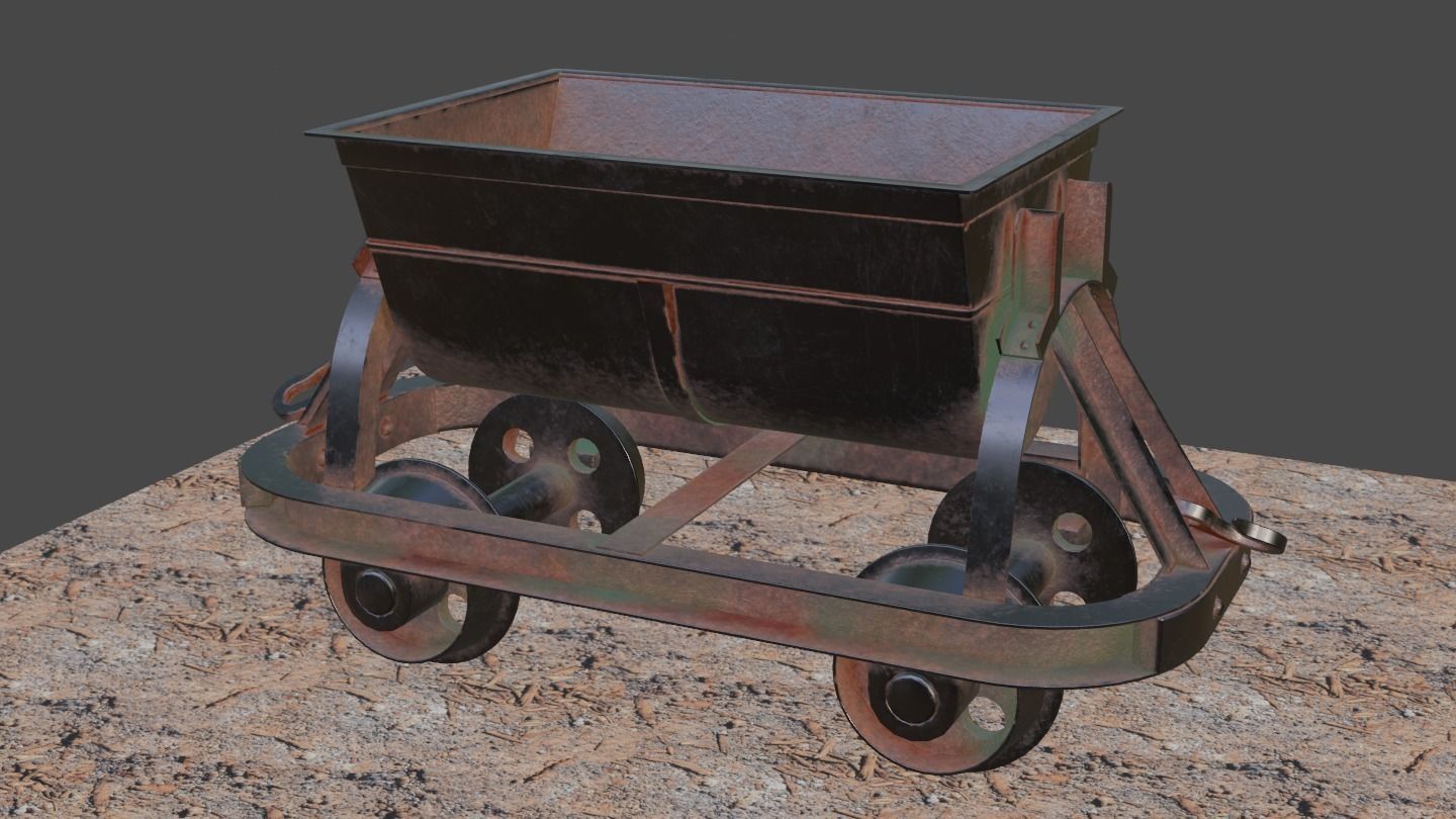 Old Mine Cart Low-poly 3D model_28