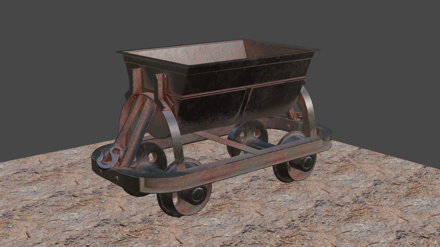 Old Mine Cart Low-poly 3D model_26