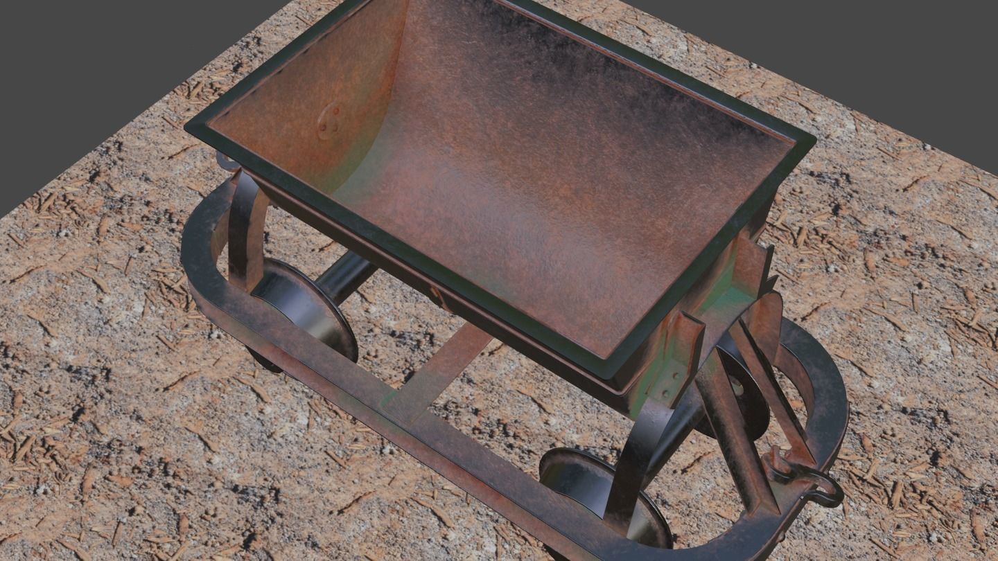 Old Mine Cart Low-poly 3D model_34