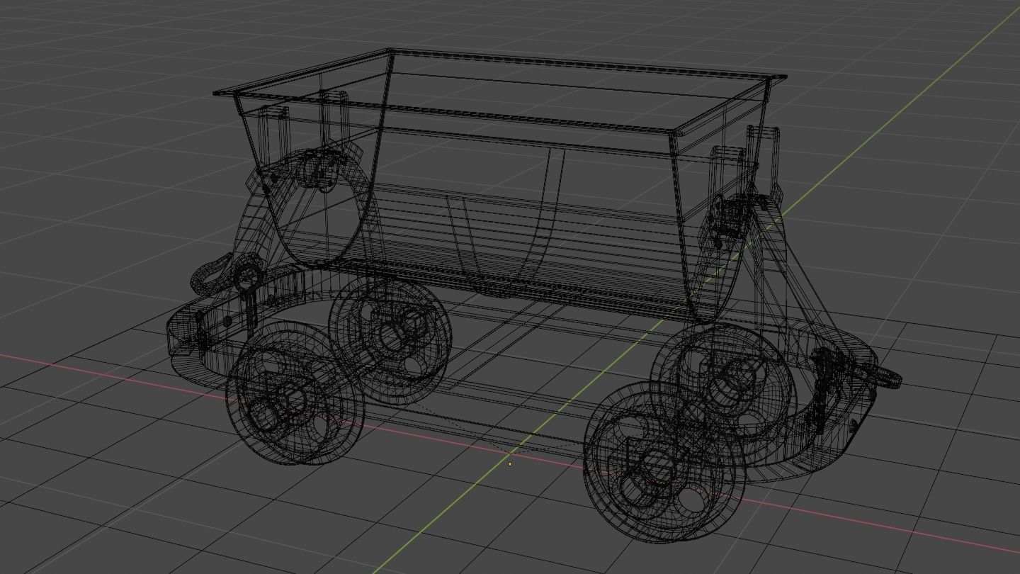 Old Mine Cart Low-poly 3D model_54