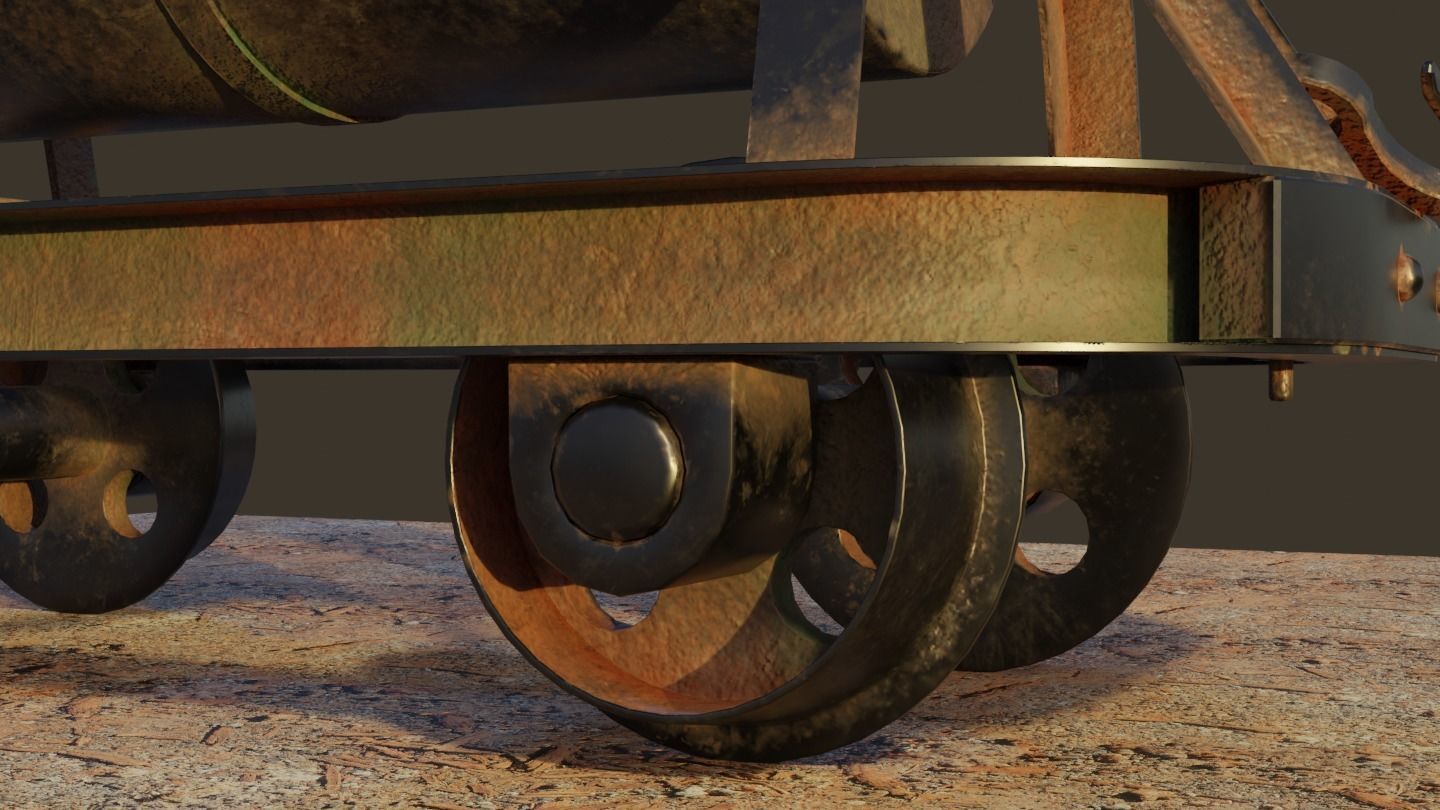 Old Mine Cart Low-poly 3D model_10