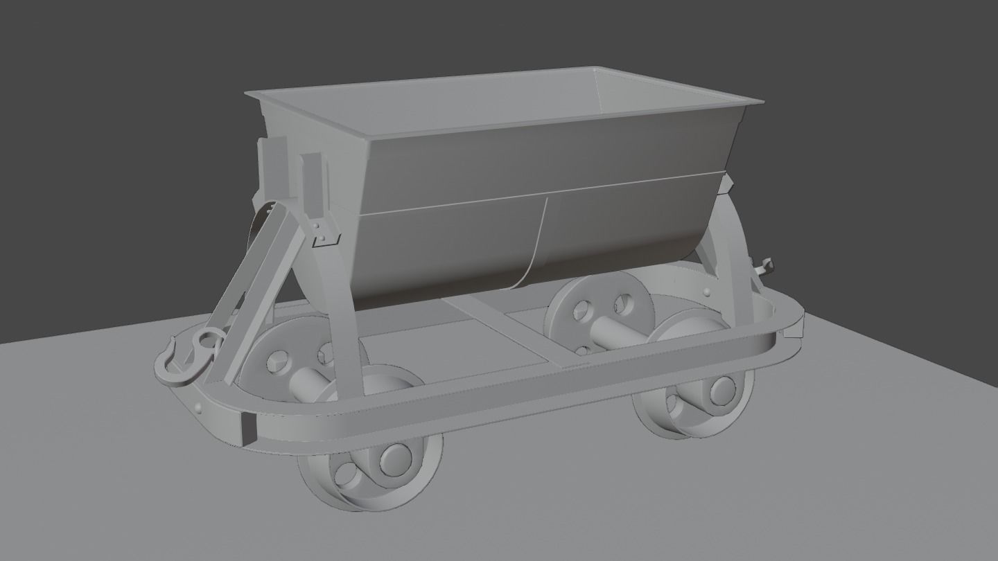 Old Mine Cart Low-poly 3D model_40