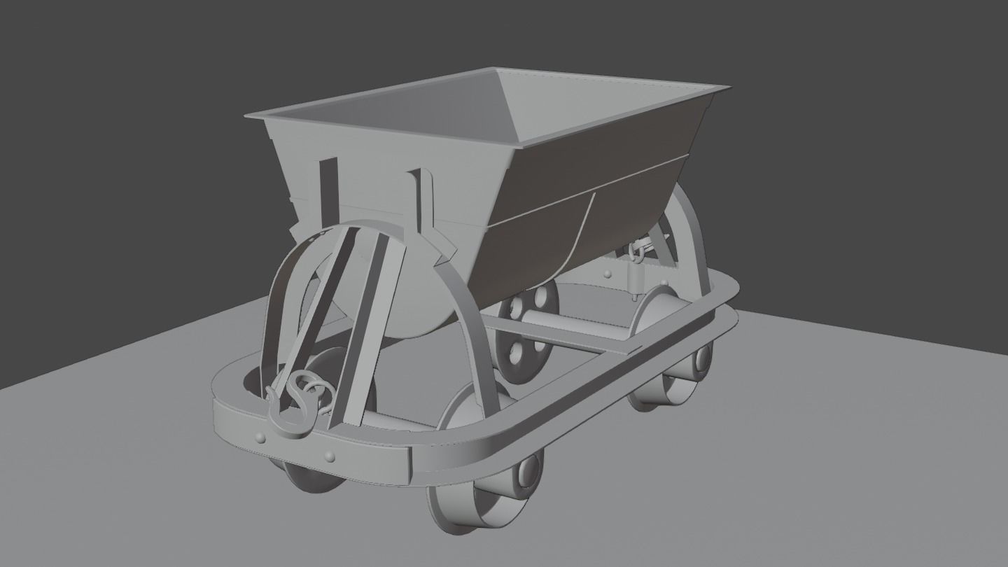 Old Mine Cart Low-poly 3D model_43