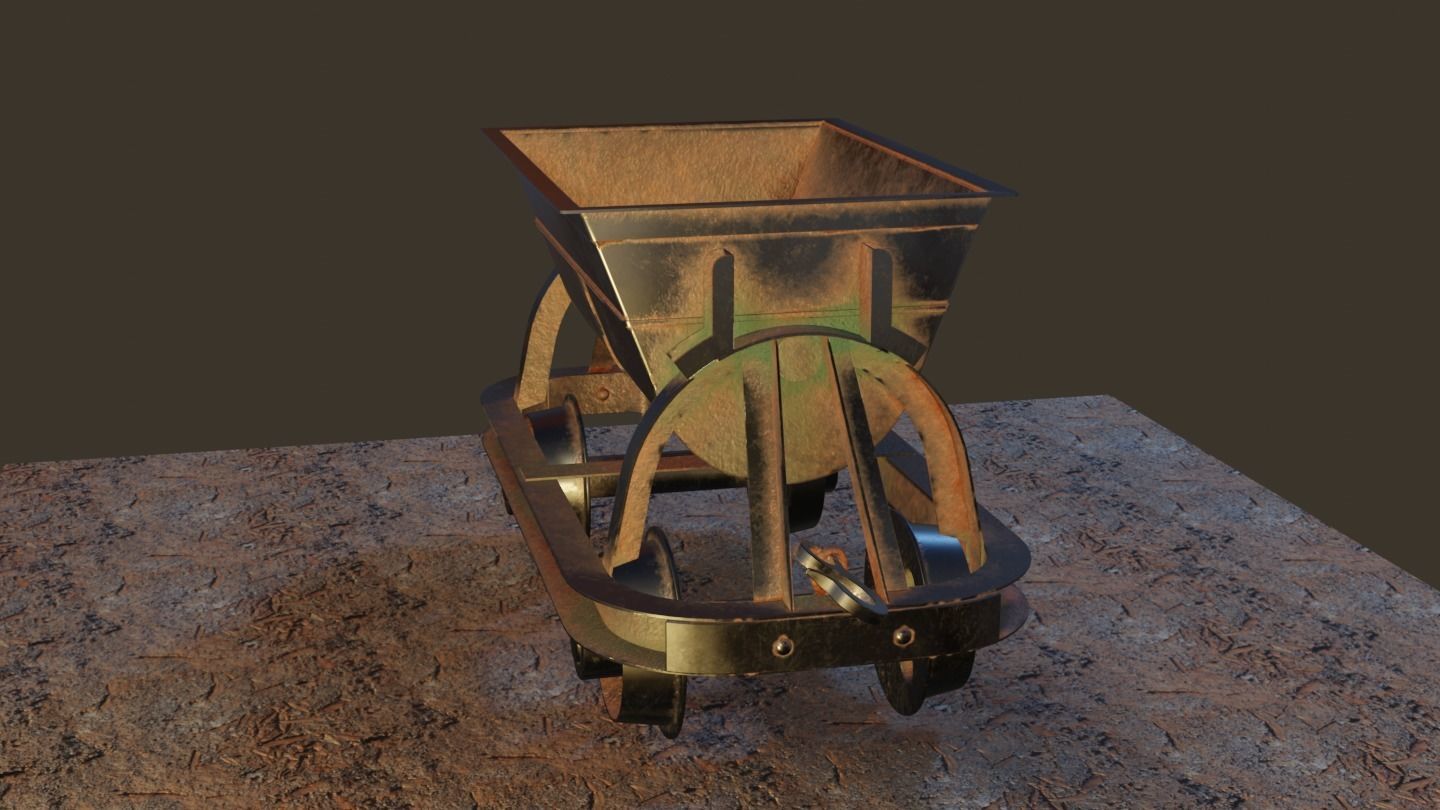 Old Mine Cart Low-poly 3D model_16